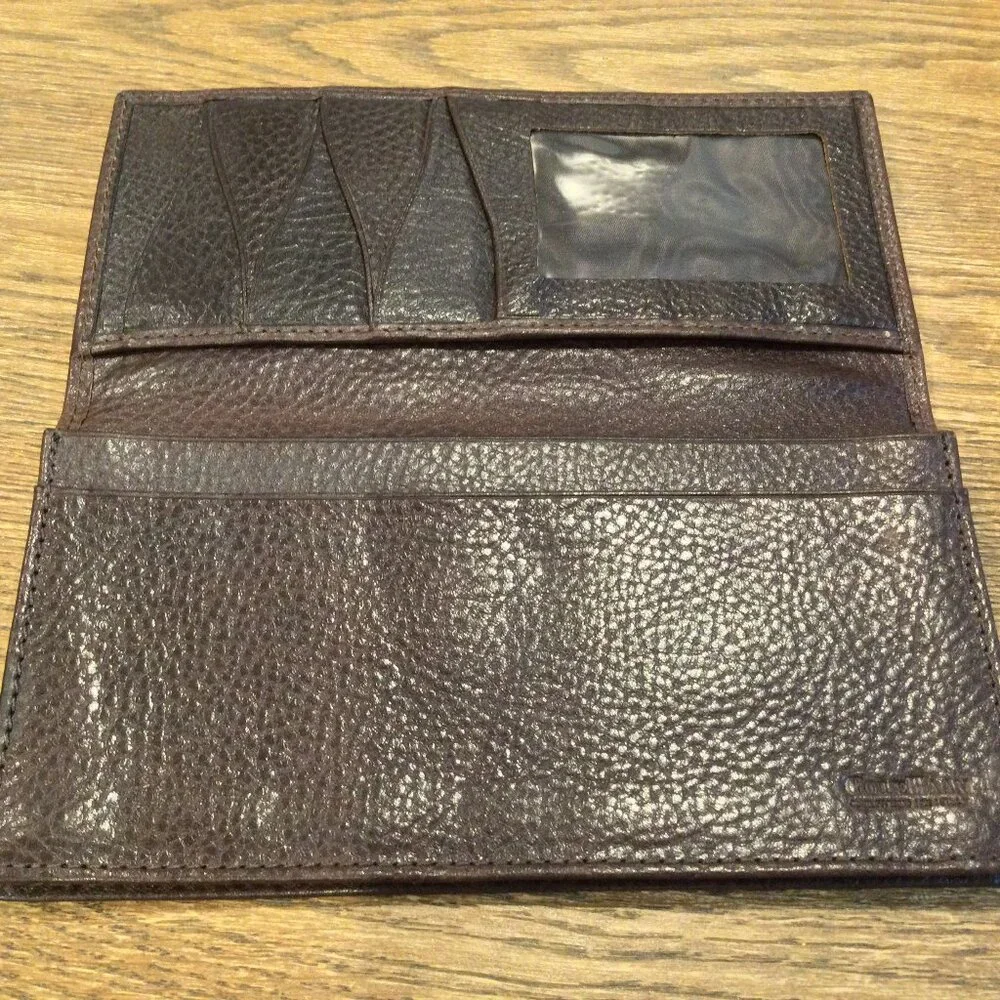 NEW! COLE HAAN Dark Brown Leather Slim Wallet Made in Italy